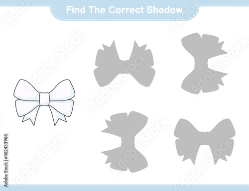 Find the correct shadow. Find and match the correct shadow of Ribbon. Educational children game  printable worksheet  vector illustration