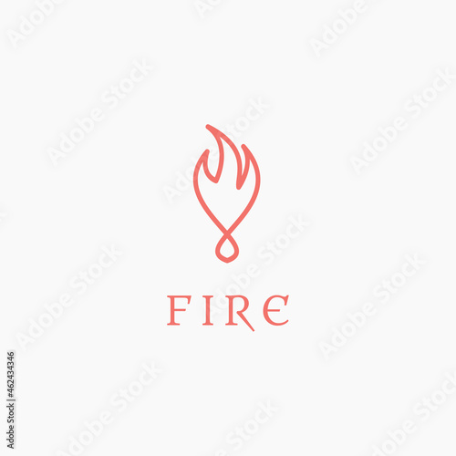 Simple Fire Flame Burn Torch logo design