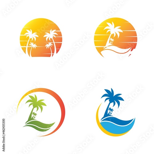 Palm tree summer icon set