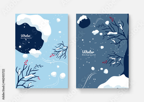 Collection of abstract background designs, winter sale, social media promotional content. Vector illustration