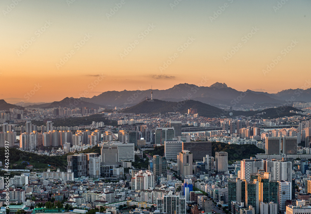 Namsan tower at sunset, Seoul South Korea