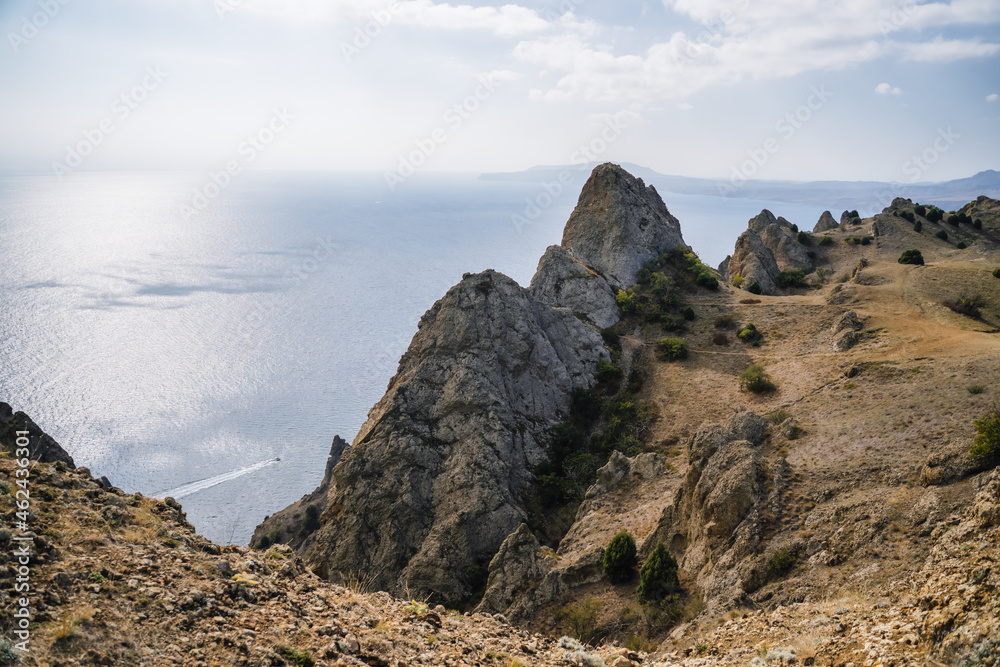 Karadag volcanic mountain range in Eastern Crimea, on a Black Sea shore