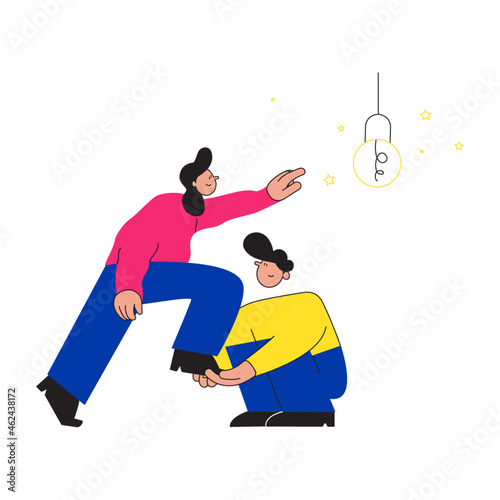 Man and woman working on business startup