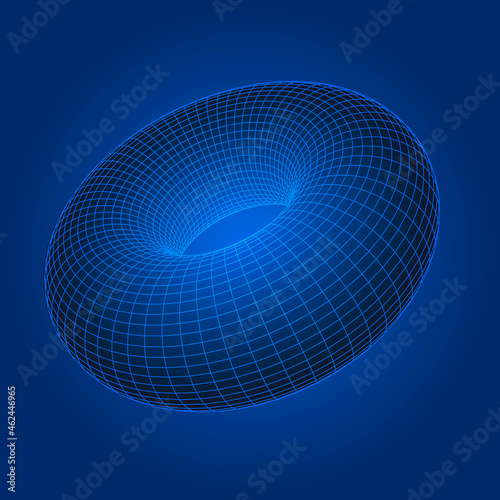 3D Wireframe tunnel. Perspective grid background. Vector illustration.