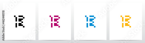 Pixel Square Rectangle Letter Logo Design E