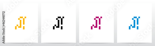 Pixel Square Rectangle Letter Logo Design J