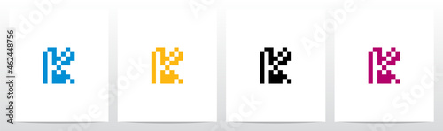 Pixel Square Rectangle Letter Logo Design K