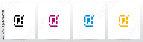 Pixel Square Rectangle Letter Logo Design Q