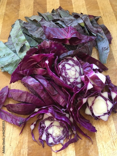 Rotkohl geschnitten