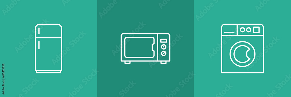 Set of 3 house elements icons on green background. Set of 3 house elements icons on green background.