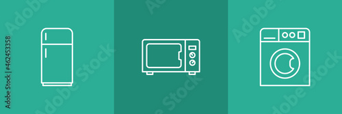 Set of 3 house elements icons on green background.