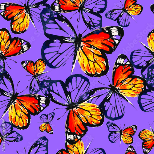 Vector butterfly pattern. Bright colorful illustration.