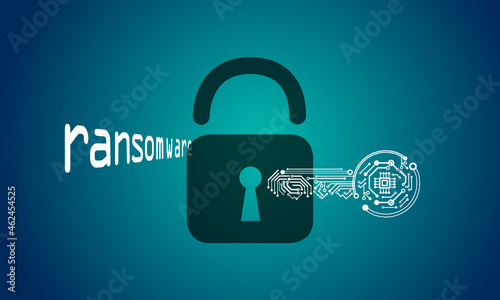Ransomware virus on a computer screen - encrypt key on a dark red background