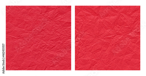 Realistic crumpled red paper texture background set