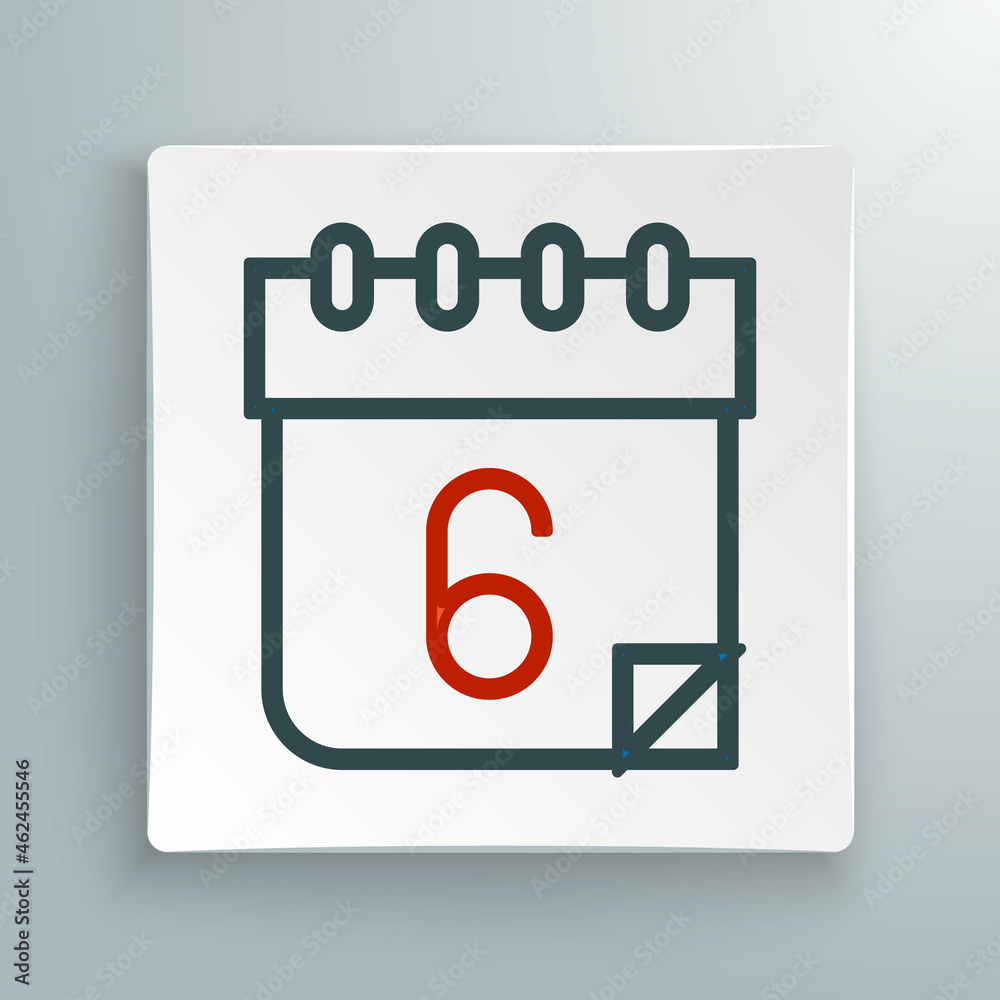 Fototapeta premium Line Calendar icon isolated on white background. Event reminder symbol. Colorful outline concept. Vector