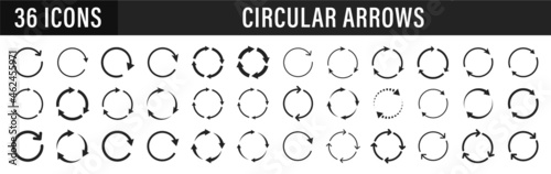 Set of circle arrows. Vector elements. Black loading symbol. photo