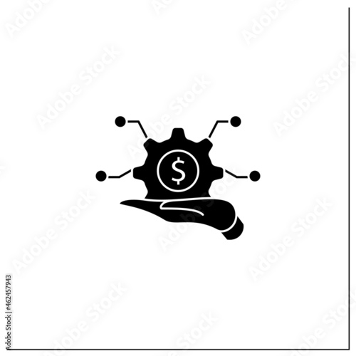 Infrastructure asset management glyph icon. Hand keeps asset.Integrated, multidisciplinary strategies.Business concept. Filled flat sign. Isolated silhouette vector illustration