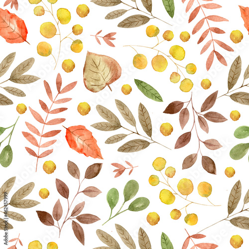 Watercolor autumn leaves pattern
