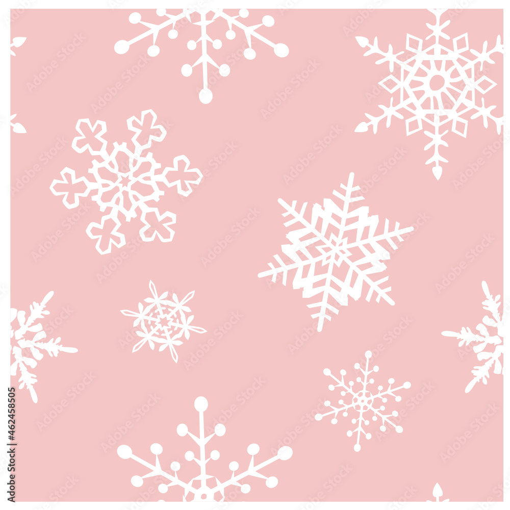 Seamless pattern with many white snowflakes on the pale pink background vector illustration Seamless pattern with many white snowflakes on the pale pink background vector illustration