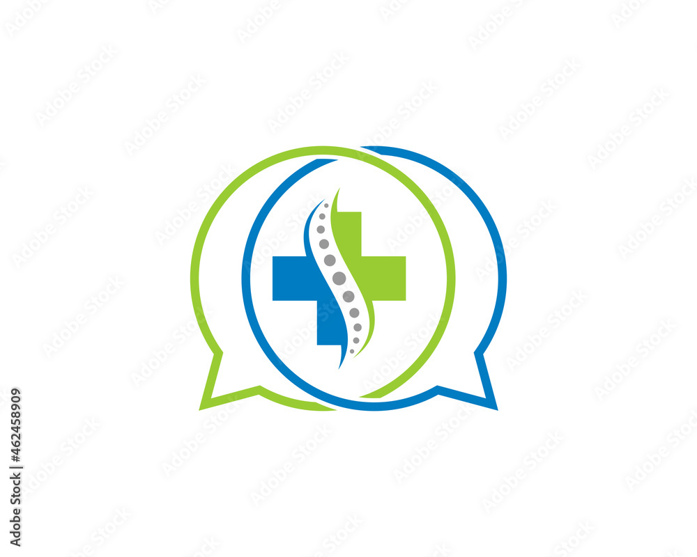 Plus medical symbol in the bubble chat logo Plus medical symbol in the bubble chat logo