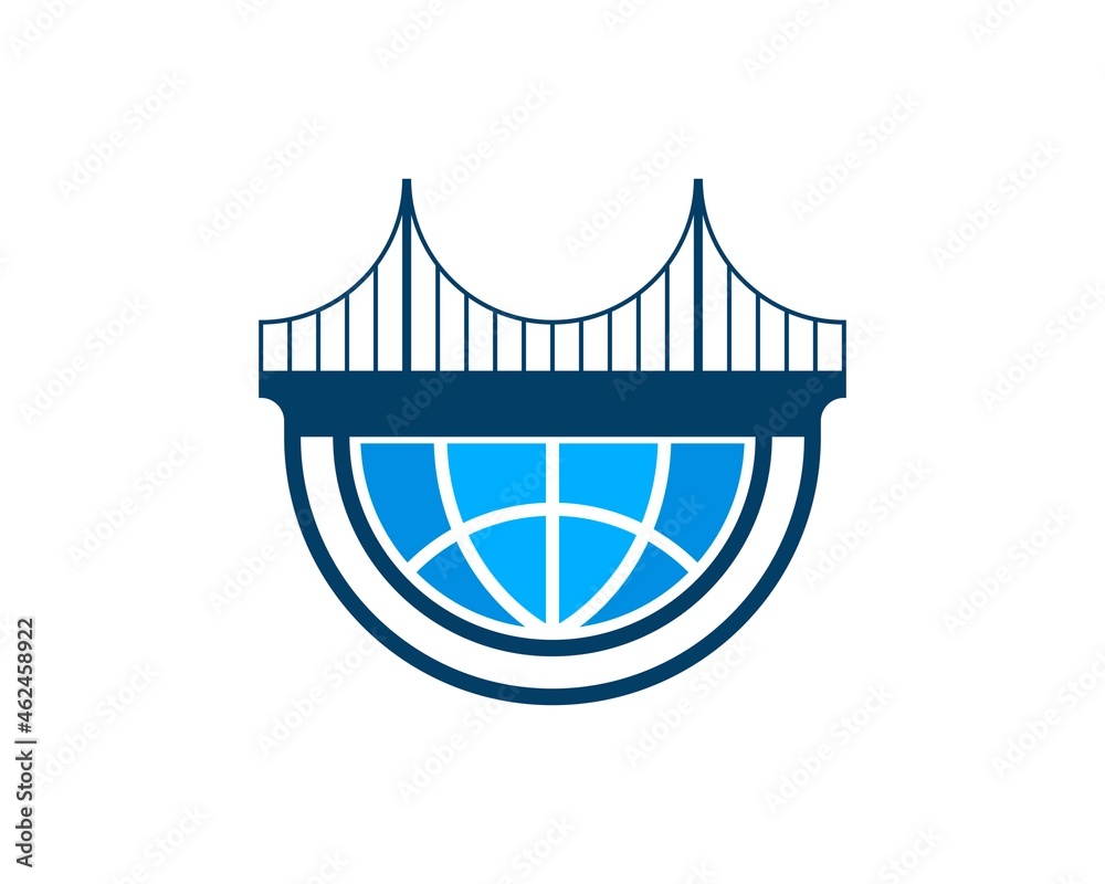 Modern bridge with half circle shape and abstract globe Modern bridge with half circle shape and abstract globe