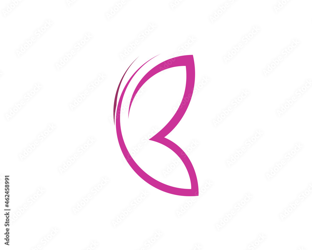 Abstract flying butterfly forming B letter shape logo Abstract flying butterfly forming B letter shape logo