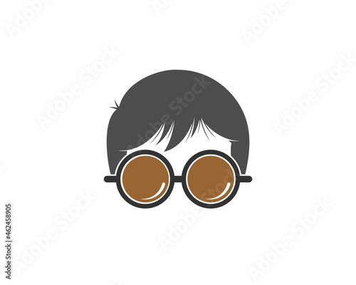 Coffee cup with boy's glasses illustration