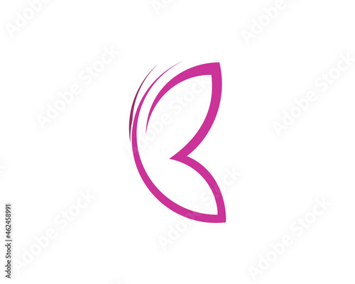 Abstract flying butterfly forming B letter shape logo