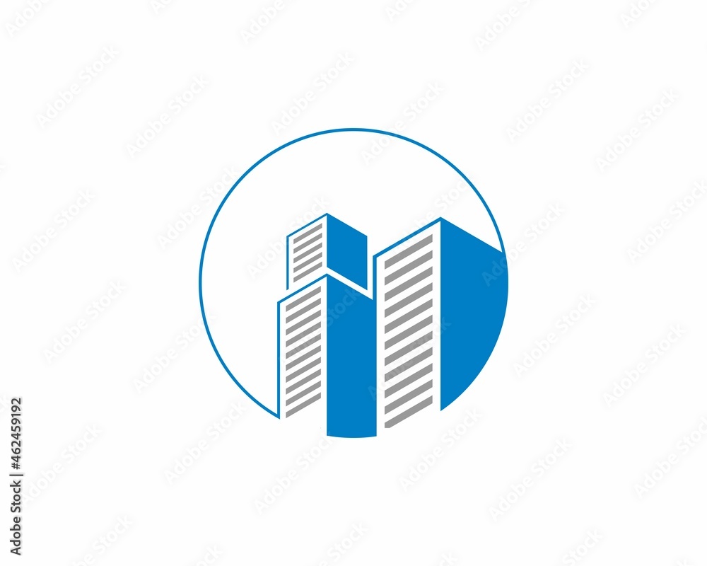 City building in the circle logo City building in the circle logo