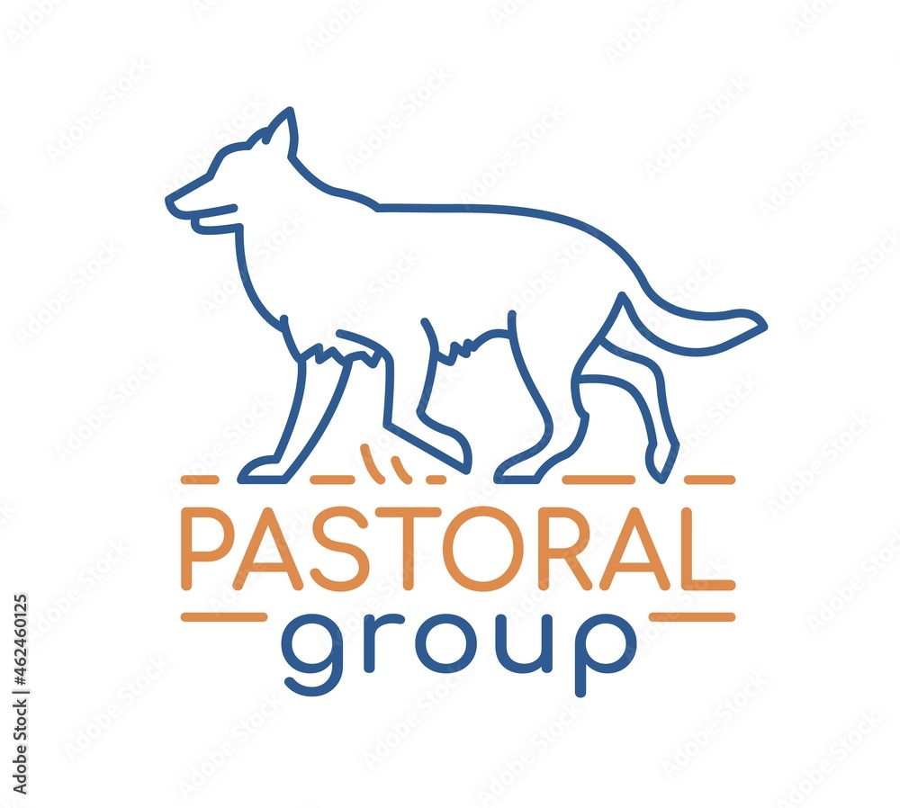 Pastoral group logotype in modern outlined style. Editable vector illustration