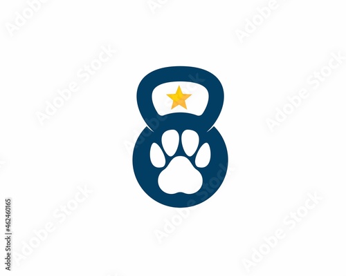 Pet paws in the gym kettle bell illustration