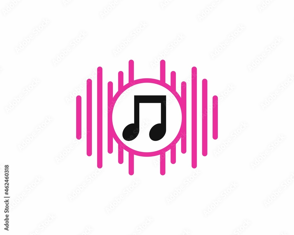 Sound wave with music note in the middle Sound wave with music note in the middle