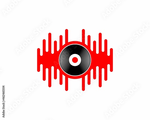 Vinyl record in the sound wave illustration