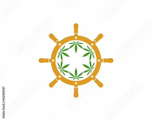 Ship steering wheel with cannabis inside