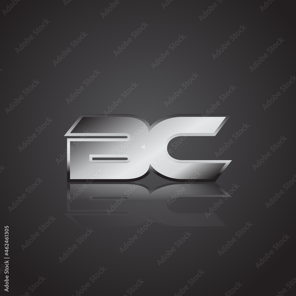 Simple Modern Initial Logo Vector Silver Metal chrome BC Simple Modern Initial Logo Vector Silver Metal chrome BC