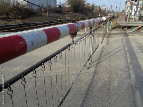 A closed railway barrier in Frankfurt photo