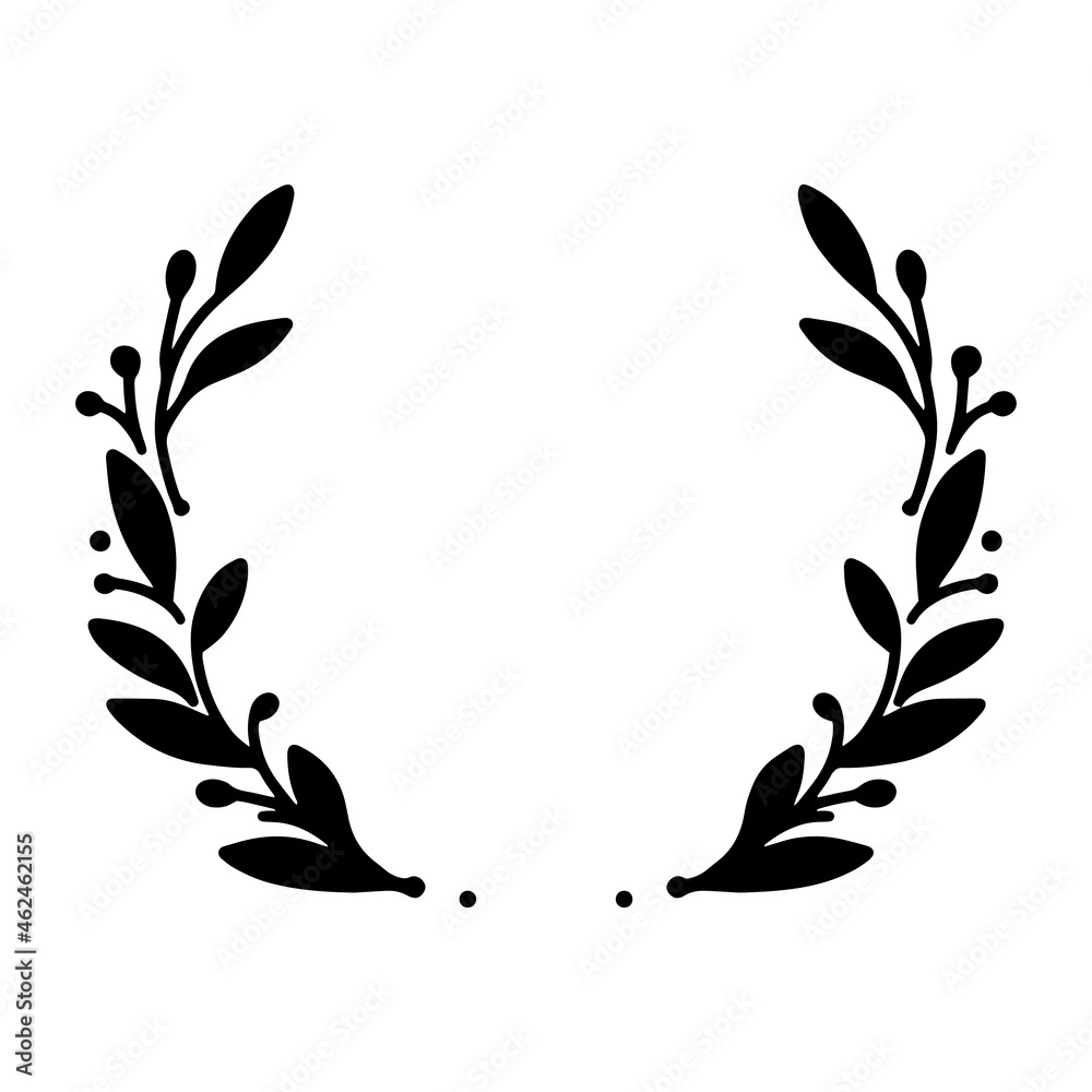 Vector hand drawn spring wreath isolated on white background. Silhouette willow branch. Doodle style. Floral frame. Vector hand drawn spring wreath isolated on white background. Silhouette willow branch. Doodle style. Floral frame.