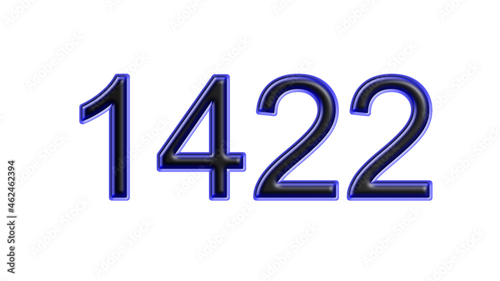 blue 1422 number 3d effect white background blue 1422 number 3d effect white background