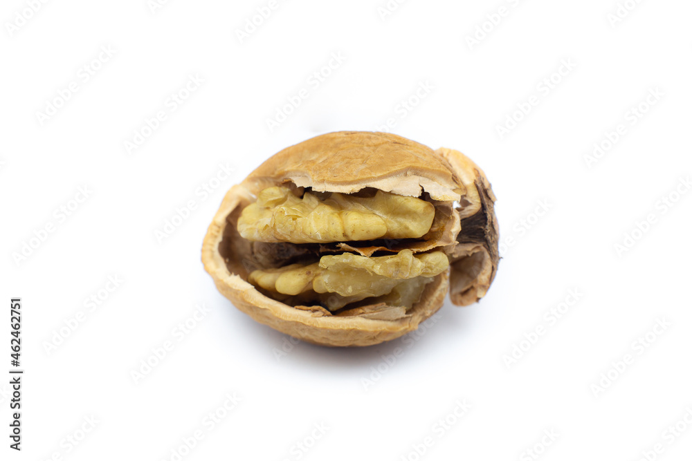 Crushed Walnut on white background. Crushed Walnut on white background.