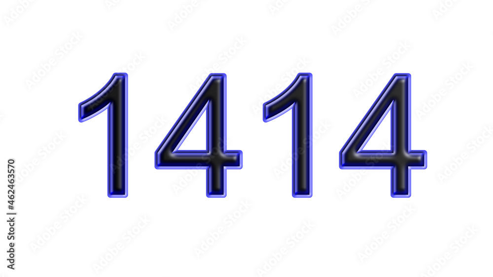 blue 1414 number 3d effect white background blue 1414 number 3d effect white background