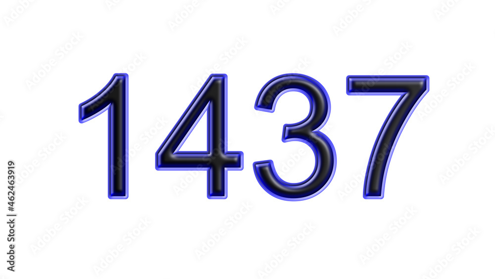 blue 1437 number 3d effect white background blue 1437 number 3d effect white background
