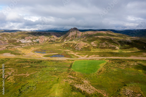 Farmland on a sunny day in west fjords, Iceland. photo