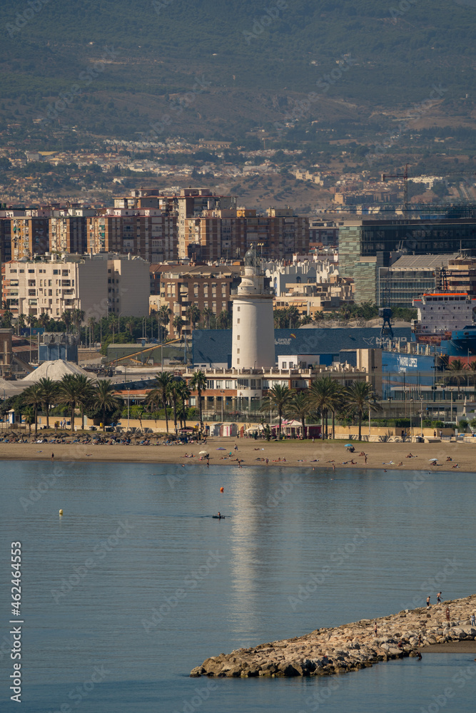 Views of the  lighthouse. Malaga, Spain. 
