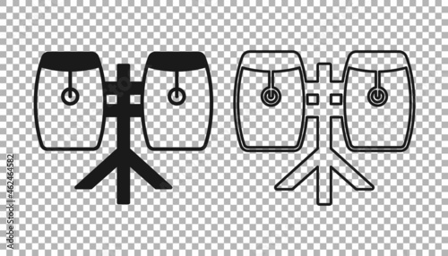Black Conga drums icon isolated on transparent background. Musical instrument. Vector