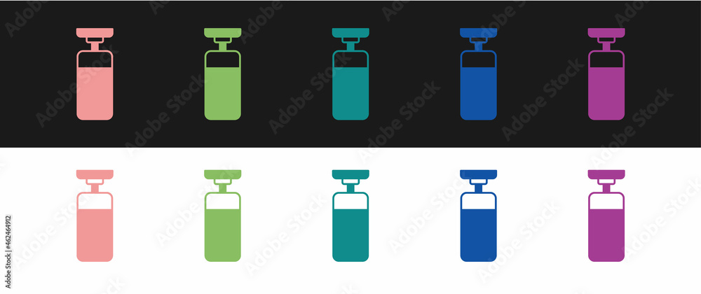 Set Punching bag icon isolated on black and white background. Vector