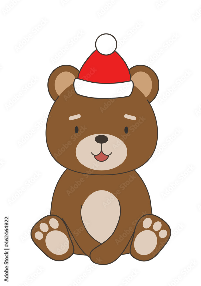 brown bear in red cap isolated on white background brown bear in red cap isolated on white background