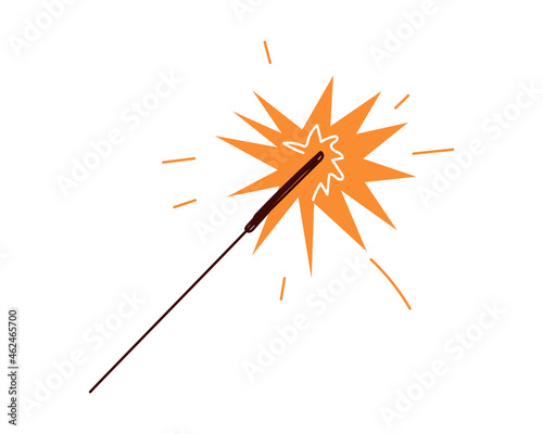 Sparkler burning colorful doodle. Firework flame drawing vector isolated eps illustration