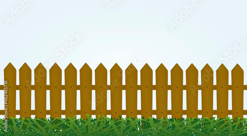 Grass in front of fence. vector © marijaobradovic