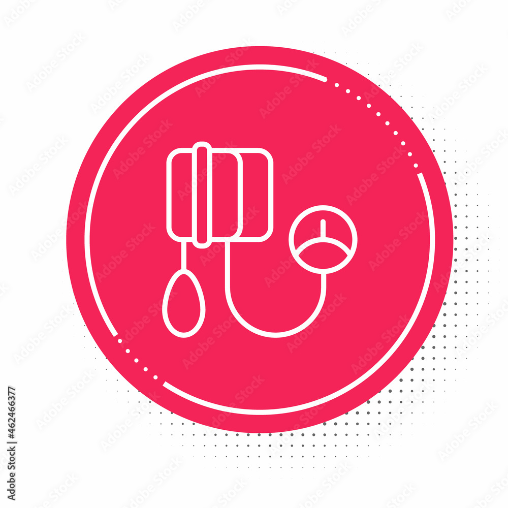 White line Blood pressure icon isolated on white background. Red circle button. Vector White line Blood pressure icon isolated on white background. Red circle button. Vector