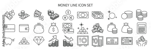 Money related black and white icon set